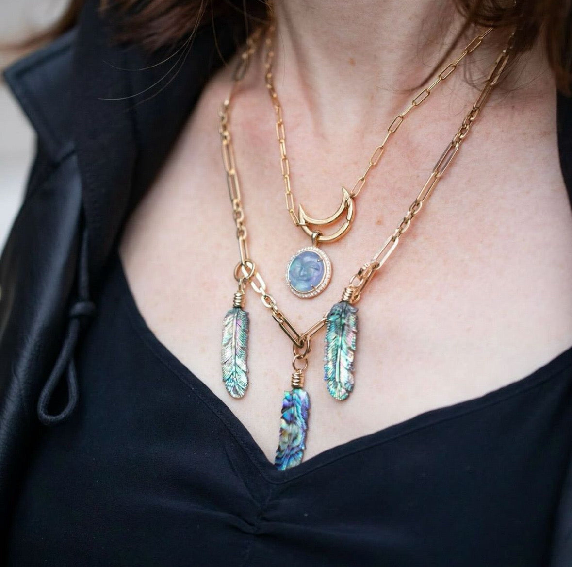 Crescent Moon Charm Holder Charm Maura Green