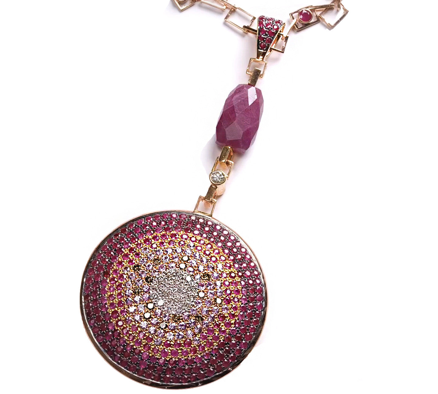 Full Pave Flying Saucer Pendant, Large Pendant Necklace Carolyn Rodney Ruby