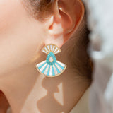 Statement Bond Street Fan Turq MOP Earrings Statement Earrings Latelier Nawbar