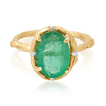 Oval Emerald Ring with Diamonds Cocktail Ring Elisabeth Bell Jewelry