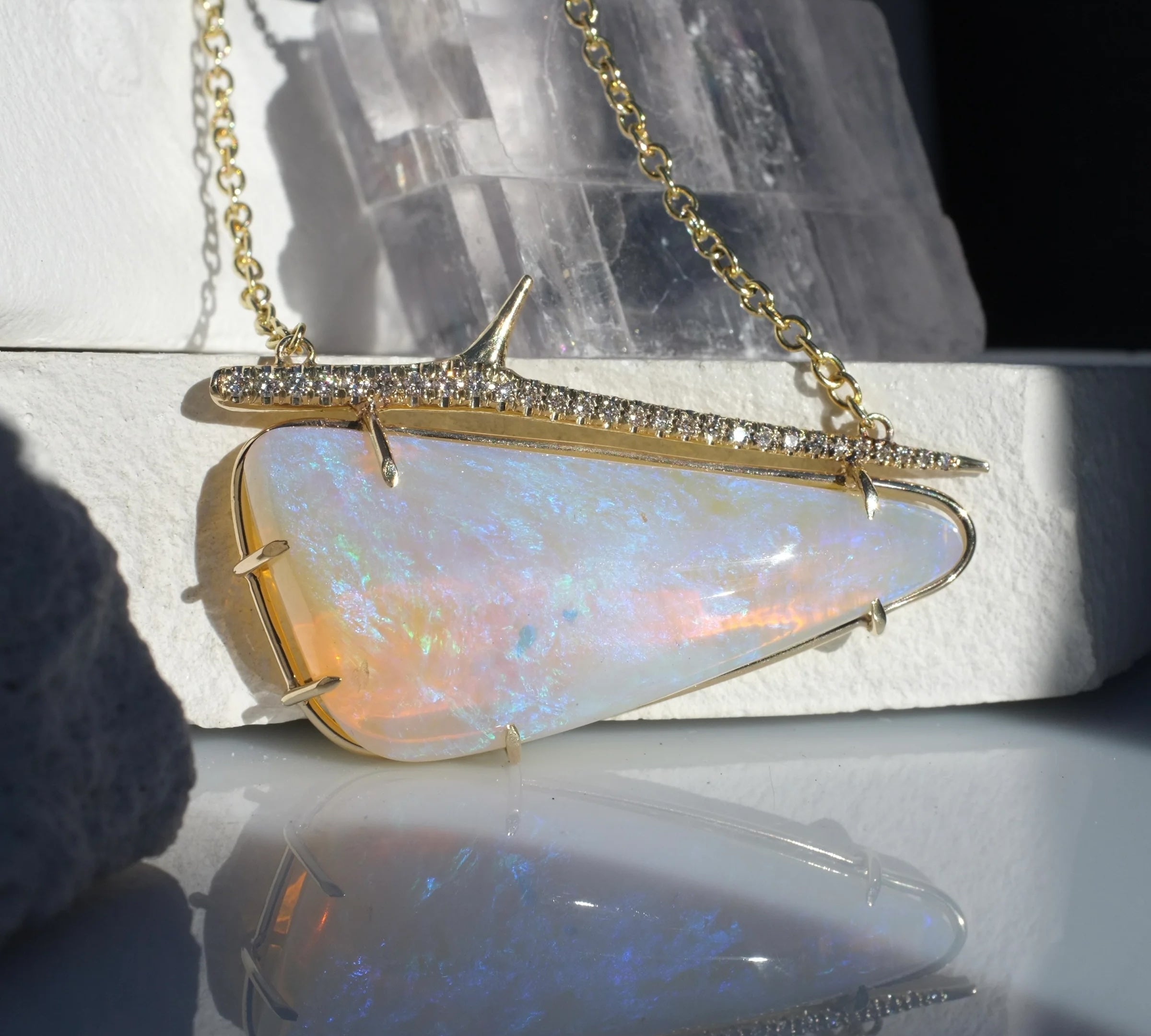 Pastel Opal Thorn Necklace Necklace Elisabeth Bell Jewelry