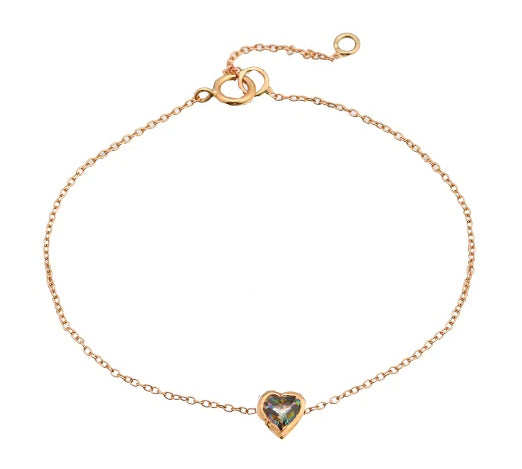 Dainty Heart Bracelet Bracelet Jaine K Designs Rainbow Topaz / YGold