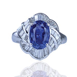 1980s Sapphire Platinum Diamond Ring Ring Roseark Vintage