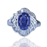 1980s Sapphire Platinum Diamond Ring Ring Roseark Vintage