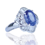 1980s Sapphire Platinum Diamond Ring Ring Roseark Vintage