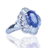 1980s Sapphire Platinum Diamond Ring Ring Roseark Vintage