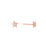 Star w/ Diamond Stud Stud Earrings Jaine K Designs Pair Rose Gold