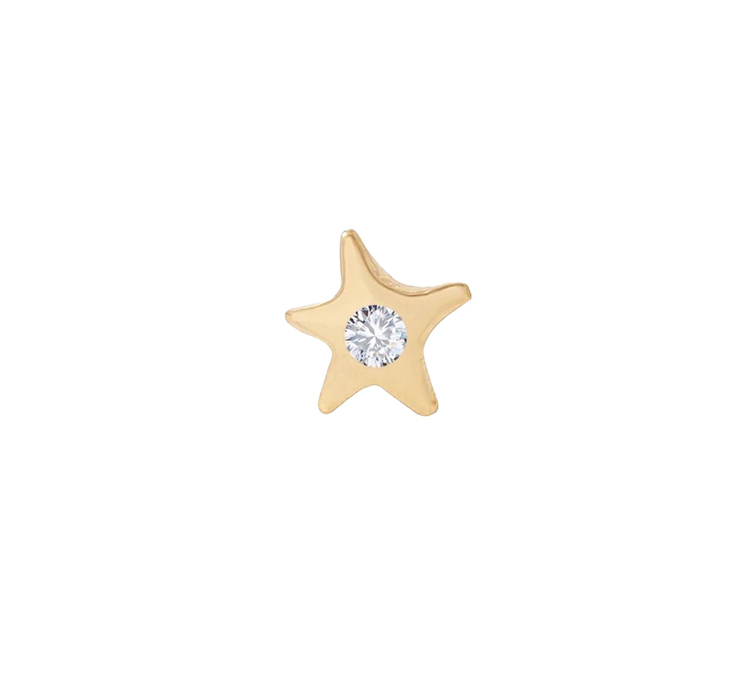 Star w/ Diamond Stud Stud Earrings Jaine K Designs Single Yellow Gold
