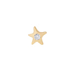 Star w/ Diamond Stud Stud Earrings Jaine K Designs Single Yellow Gold