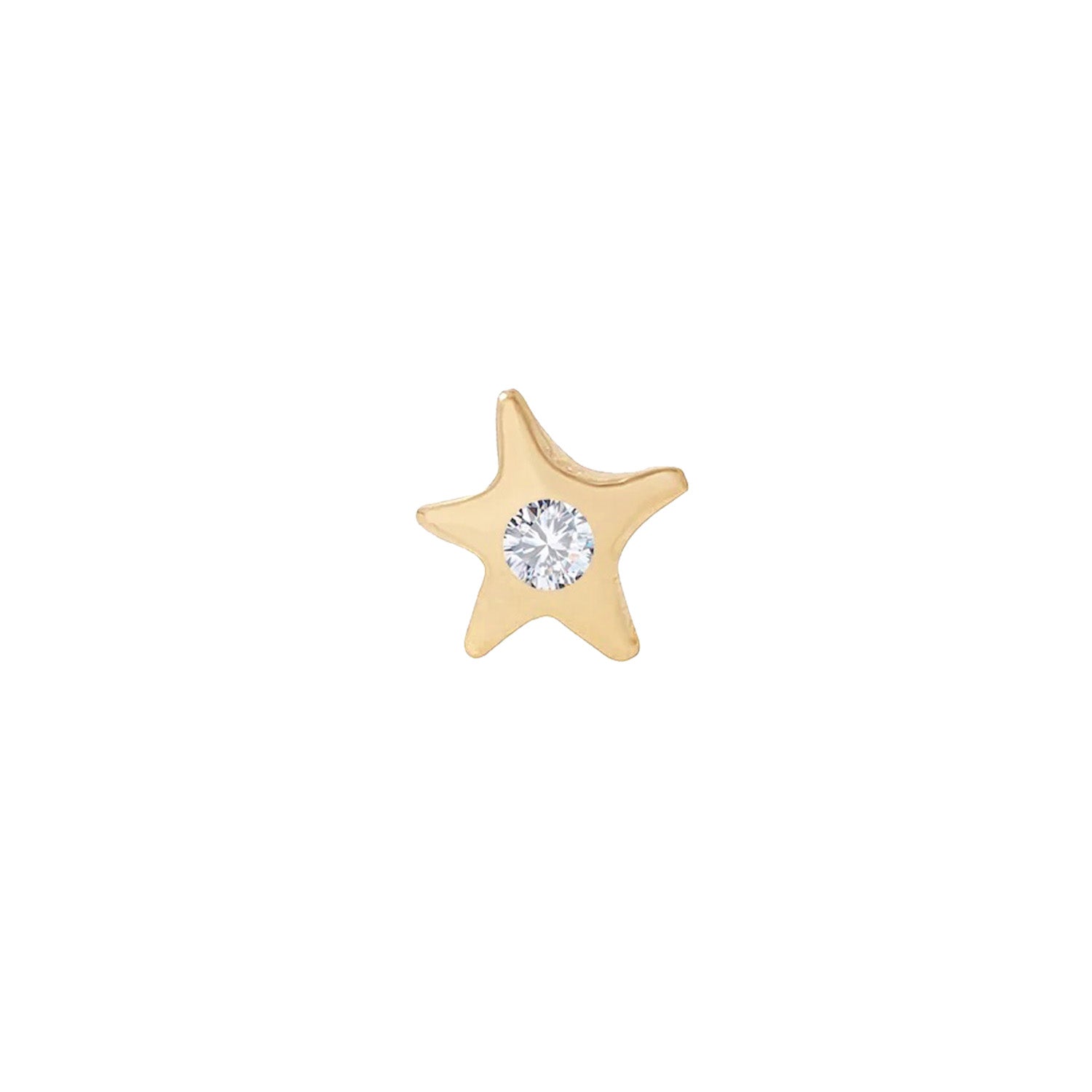 Star w/ Diamond Stud Stud Earrings Jaine K Designs Single Yellow Gold