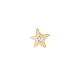 Star w/ Diamond Stud Stud Earrings Jaine K Designs Single Yellow Gold