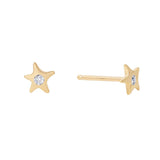 Star w/ Diamond Stud Stud Earrings Jaine K Designs Pair Yellow Gold