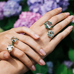 Octagon Emerald-Cut Ring with Diamonds Cocktail Ring Goshwara