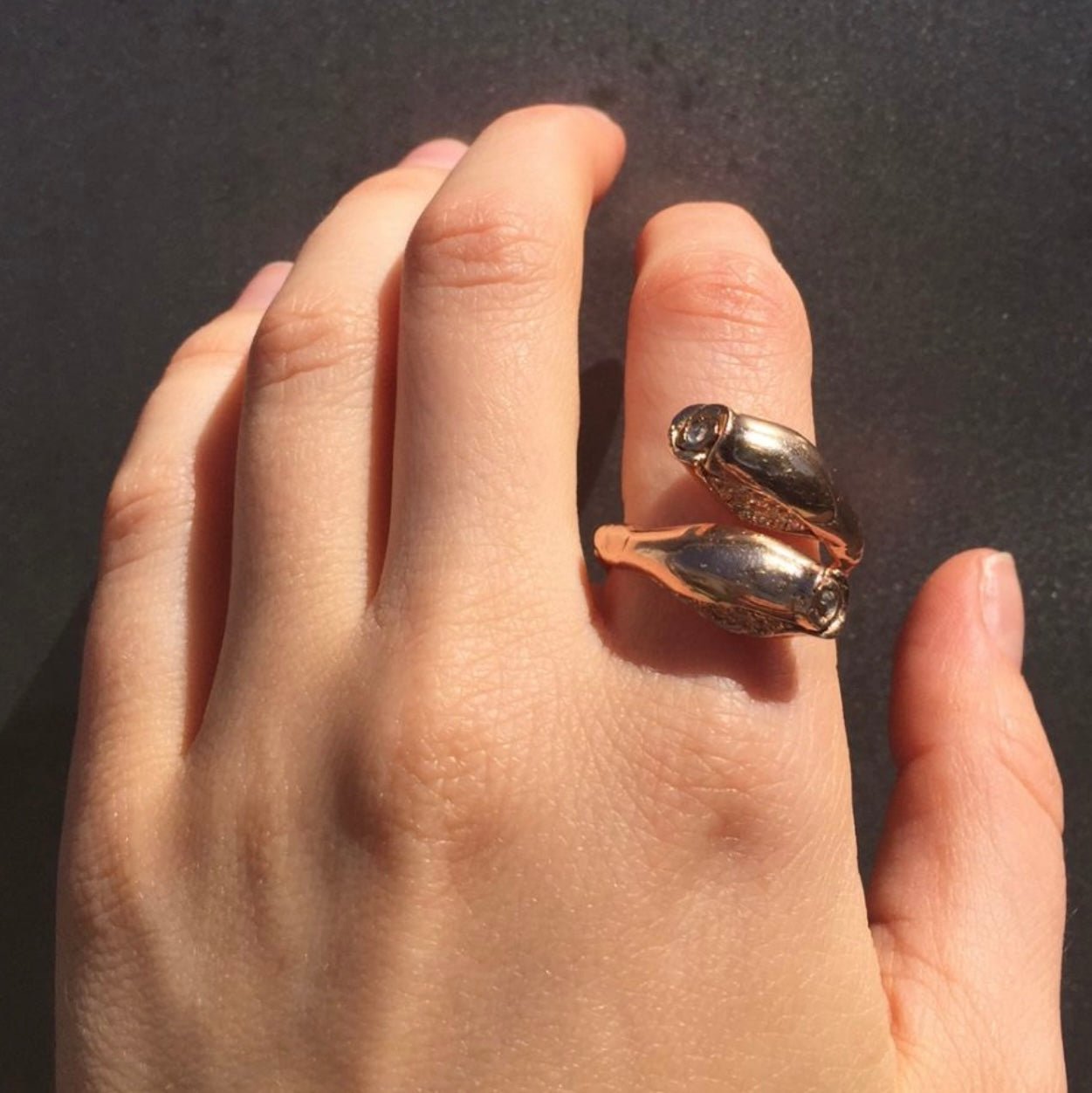 Rosebud Ring with Diamonds, Large Statement Ring Roseark Jewelry