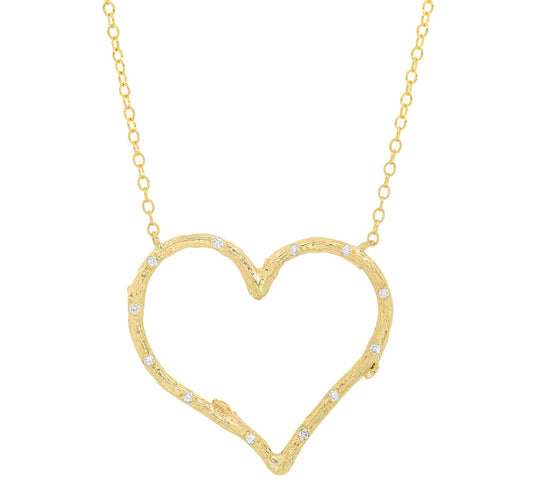 Willow Heart Necklace with Diamonds Pendant Necklace Elisabeth Bell Jewelry Yellow Gold