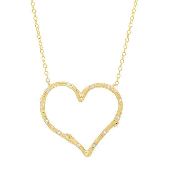 Willow Heart Necklace with Diamonds Pendant Necklace Elisabeth Bell Jewelry Yellow Gold