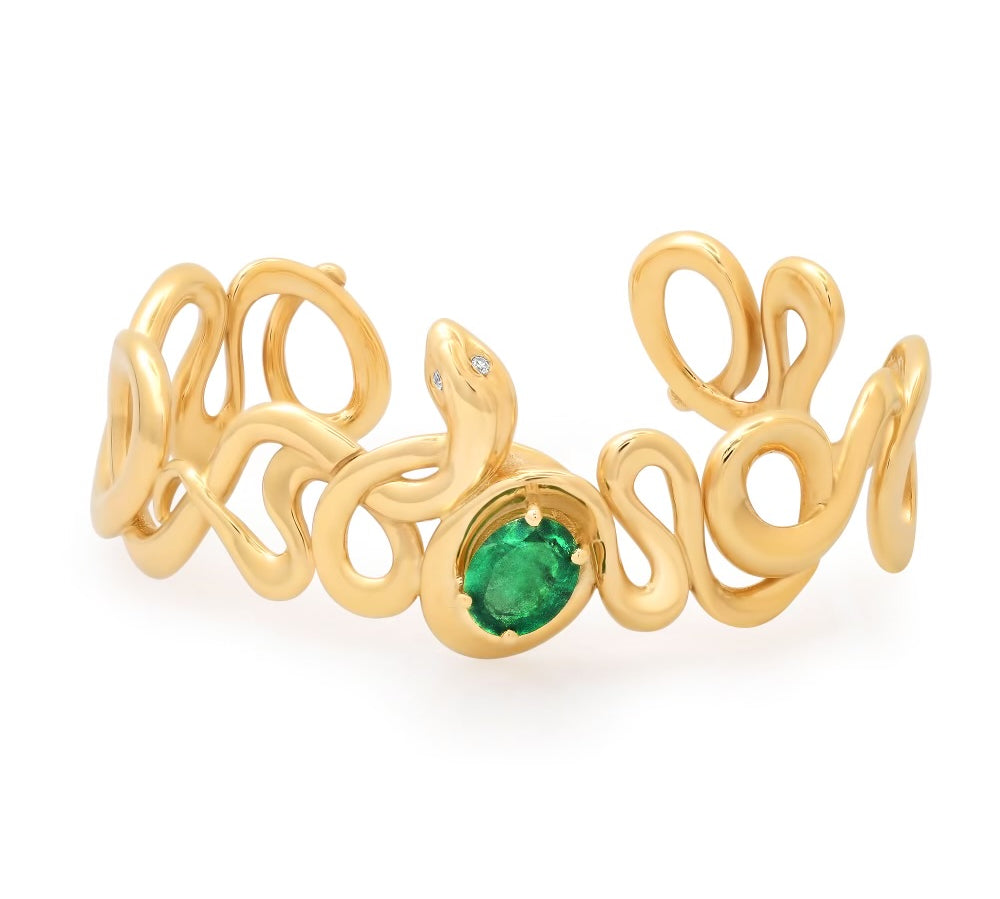 Emerald Snake Cuff Cuff Bracelet Elisabeth Bell Jewelry   