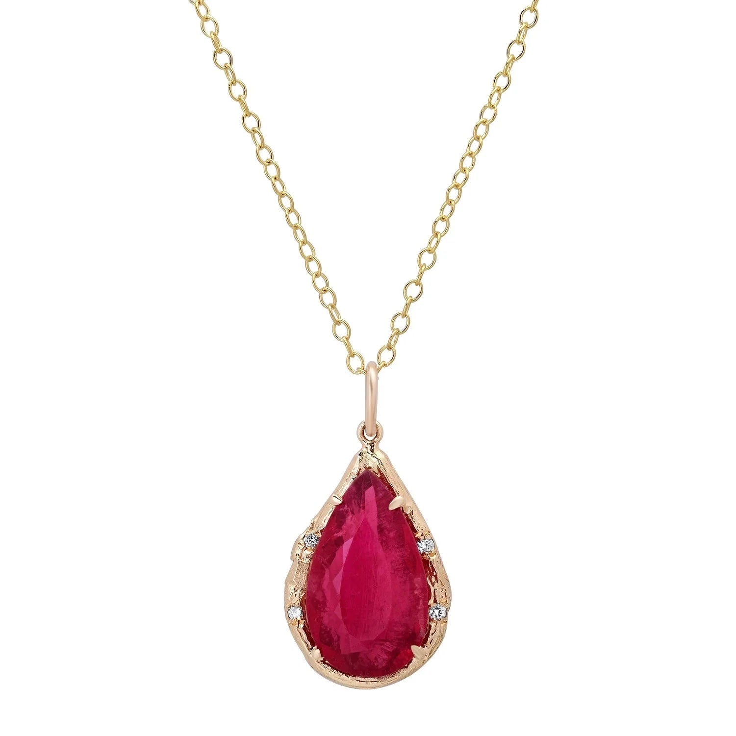 Pink Tourmaline Pear Necklace Pendant Necklace Elisabeth Bell Jewelry