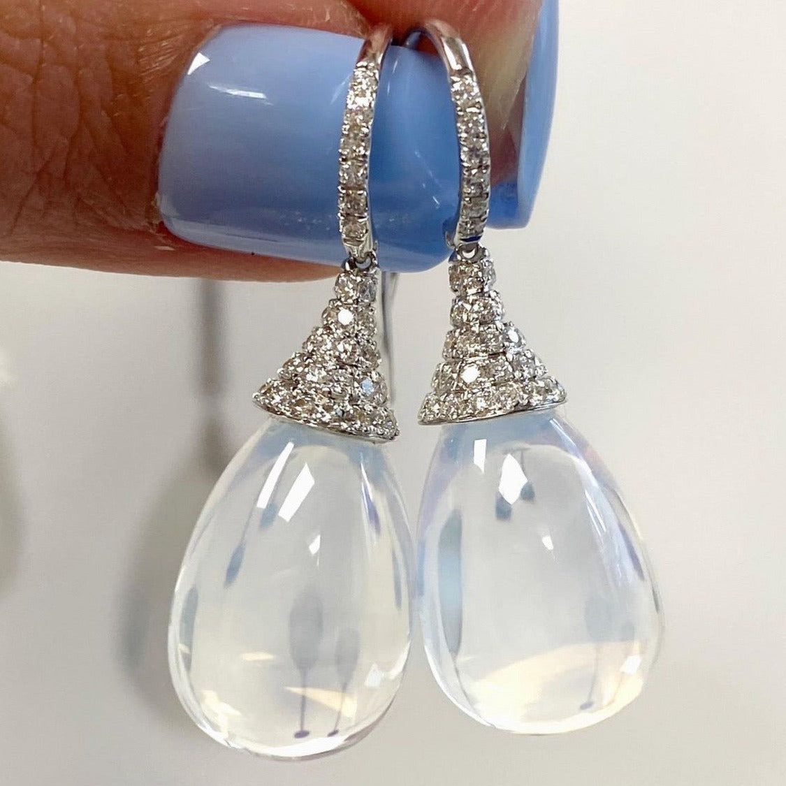 Pave Diamond Cap Drops Drop Earrings Goshwara