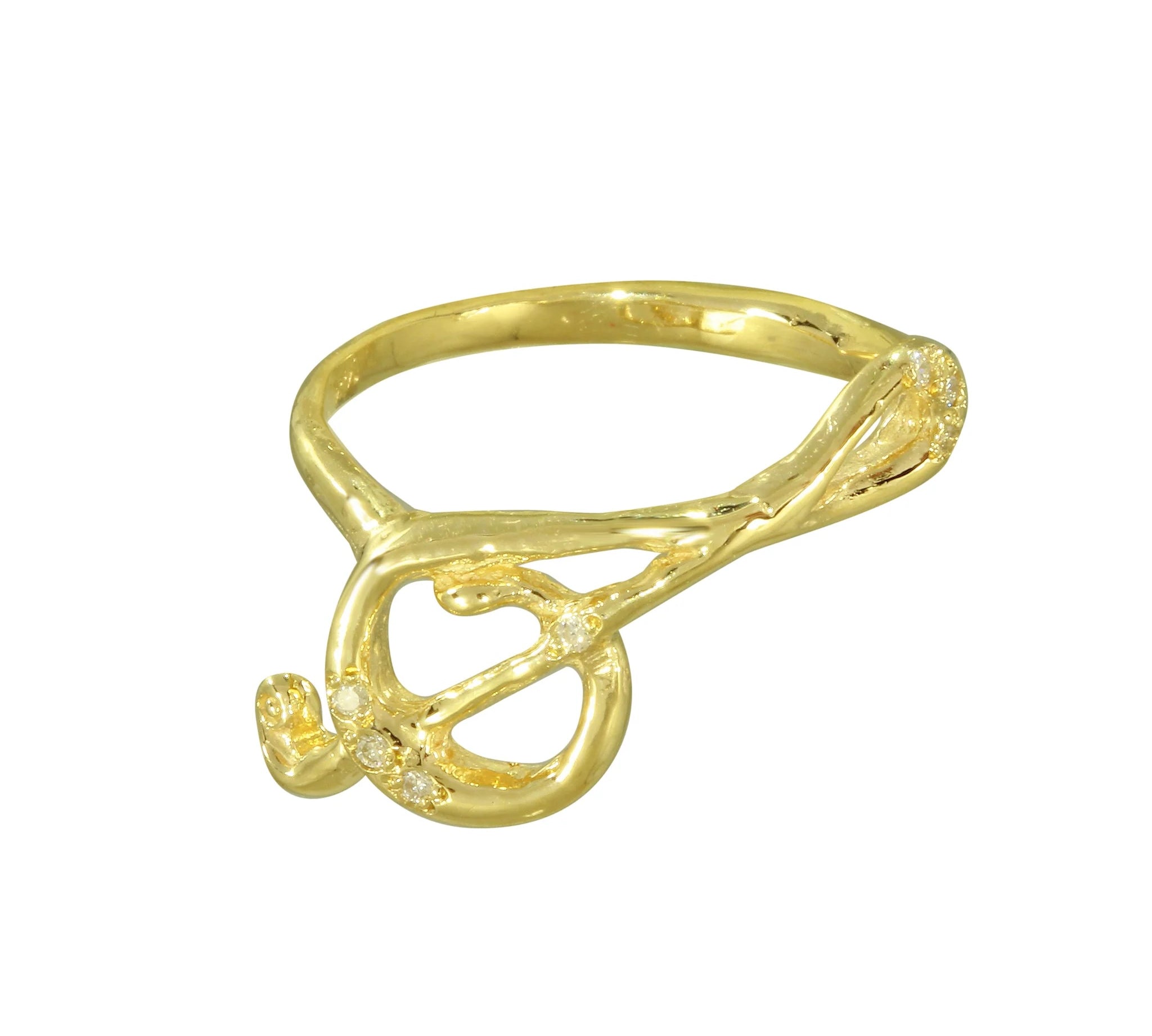 Treble Clef Ring w/ Diamonds Ring Jaine K Designs