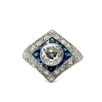 Old Mine Diamond Sapphire Ring Statement Ring Roseark Vintage
