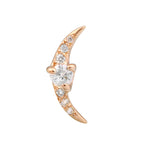Pave Diamond Crescent Moon Stud Stud Earrings Jaine K Designs Single Rose Gold