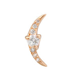Pave Diamond Crescent Moon Stud Stud Earrings Jaine K Designs Single Rose Gold