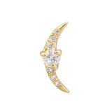 Pave Diamond Crescent Moon Stud Stud Earrings Jaine K Designs Single Yellow Gold