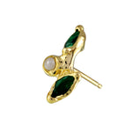 Leaf Emerald Pearl Stud Stud Earrings Jaine K Designs Single