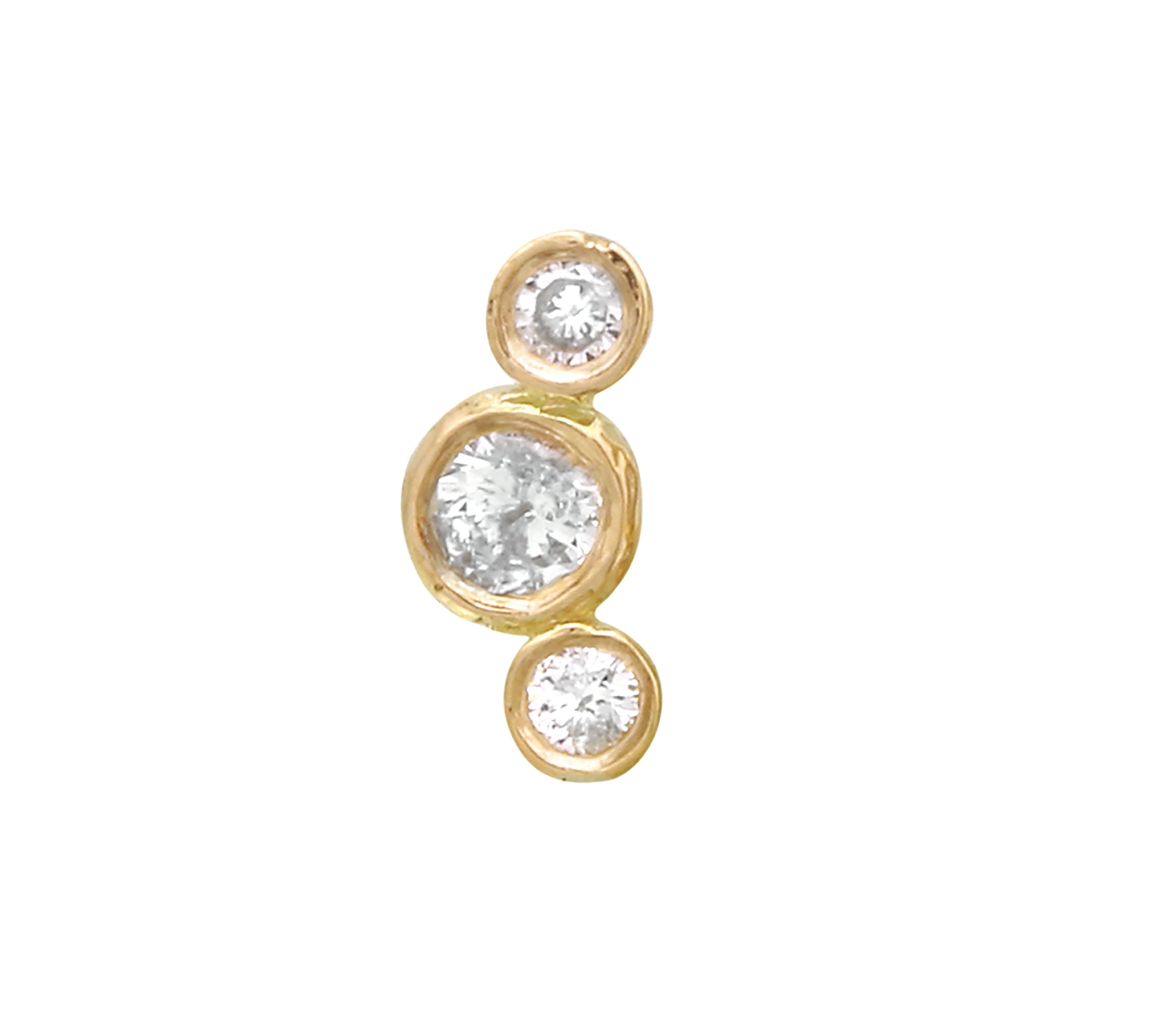 Curved Triple Bezel Diamond Stud Stud Earrings Jaine K Designs Single Yellow Gold