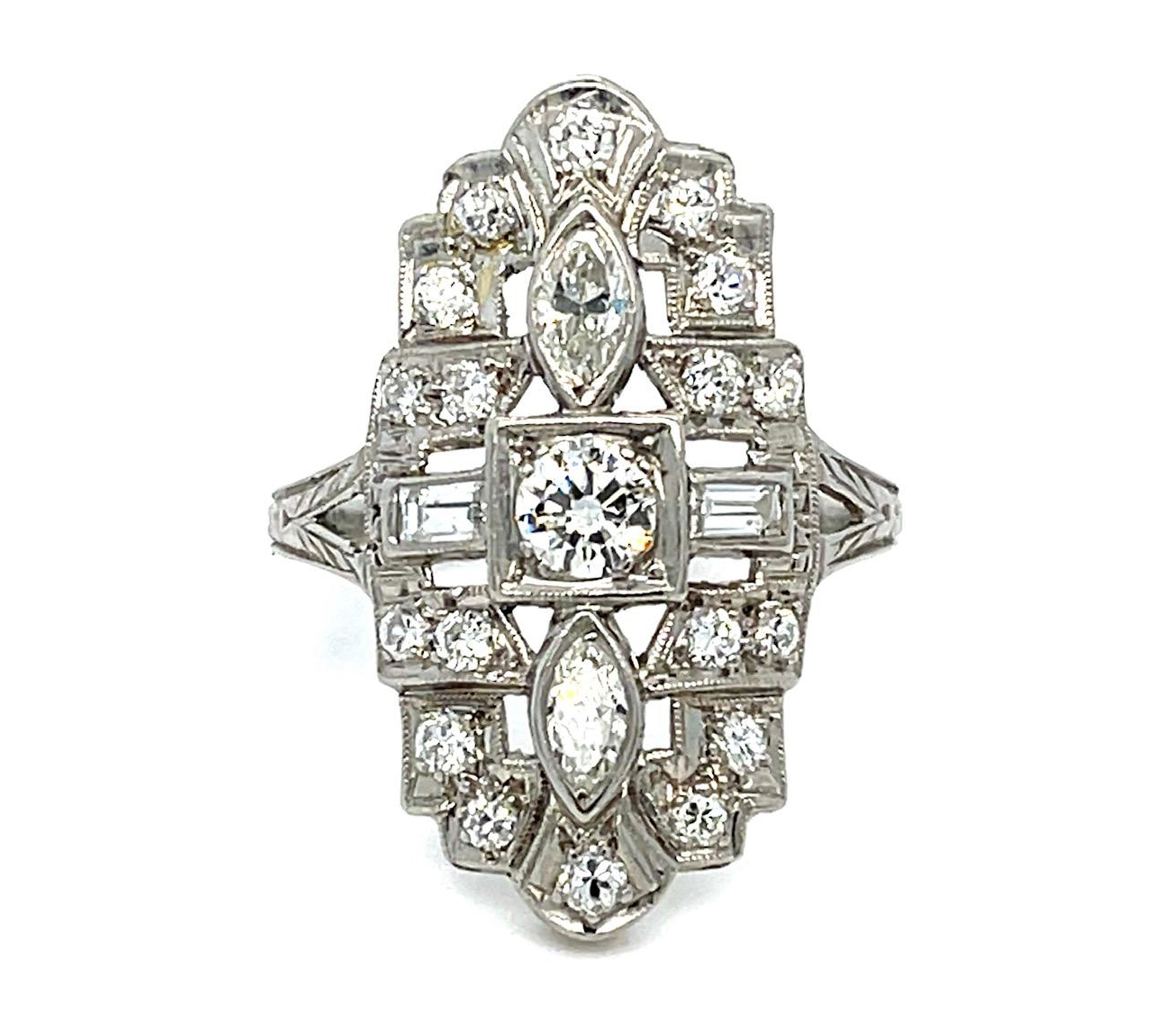 1920s Art Deco Diamond Ring Statement Ring Roseark Vintage