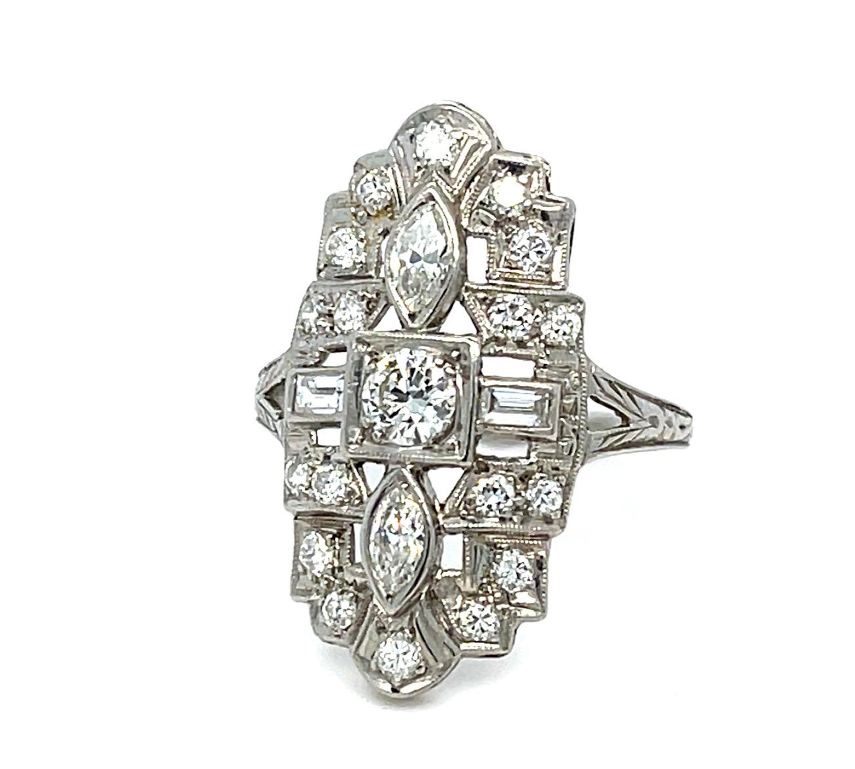 1920s Art Deco Diamond Ring Statement Ring Roseark Vintage