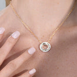 Oval Pendant Necklace with Inlay Pendant Necklace Goshwara