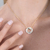 Oval Pendant Necklace with Inlay Pendant Necklace Goshwara