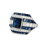 Sapphire Diamond Handmade Ring Statement Ring Roseark Vintage
