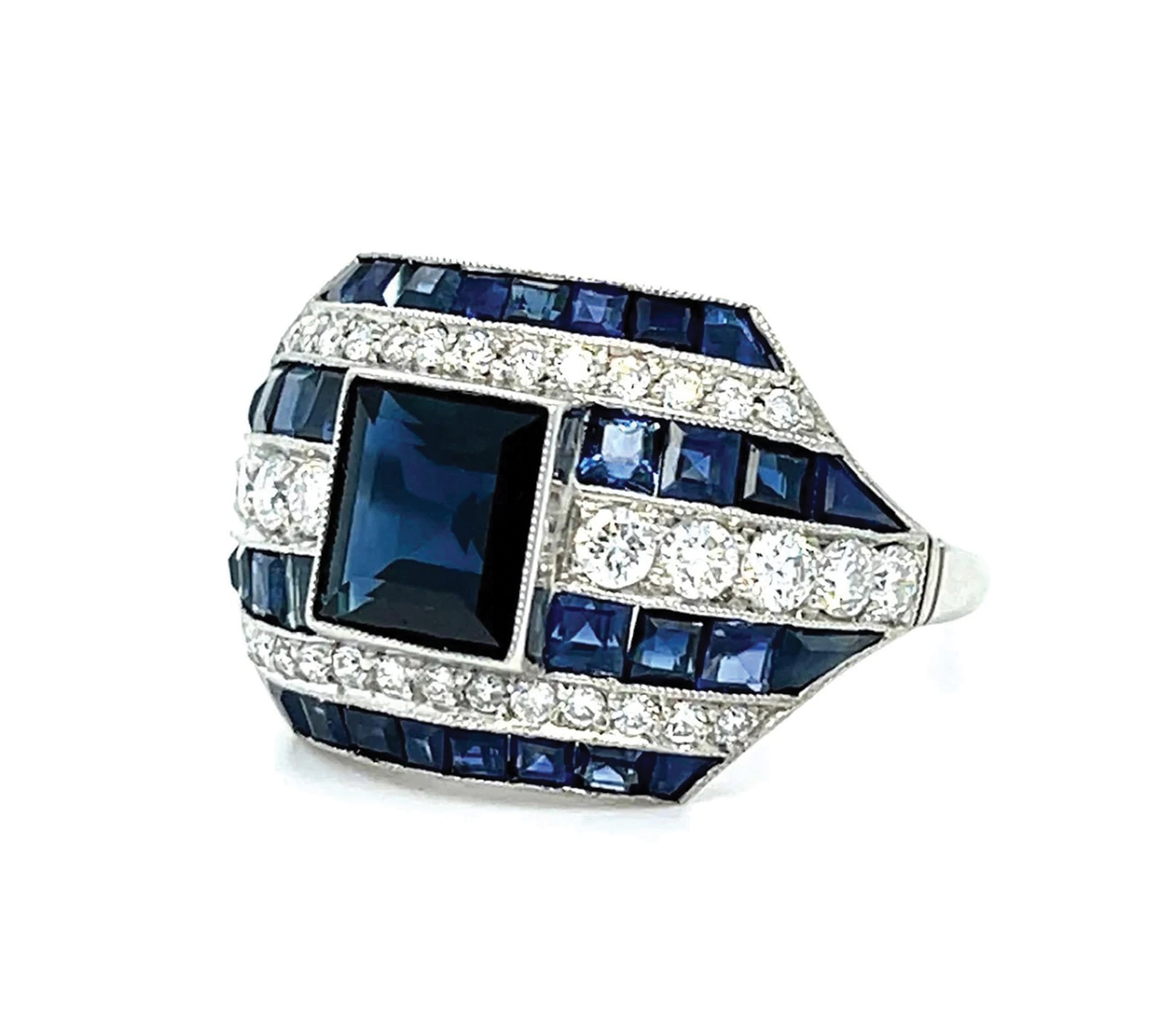 Sapphire Diamond Handmade Ring Statement Ring Roseark Vintage