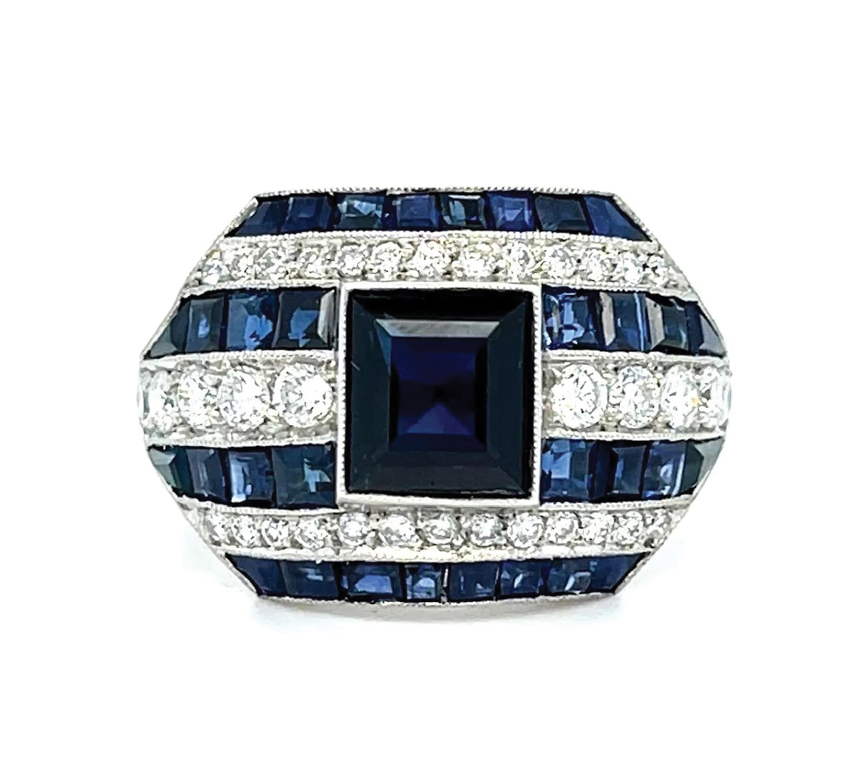 Sapphire Diamond Handmade Ring Statement Ring Roseark Vintage