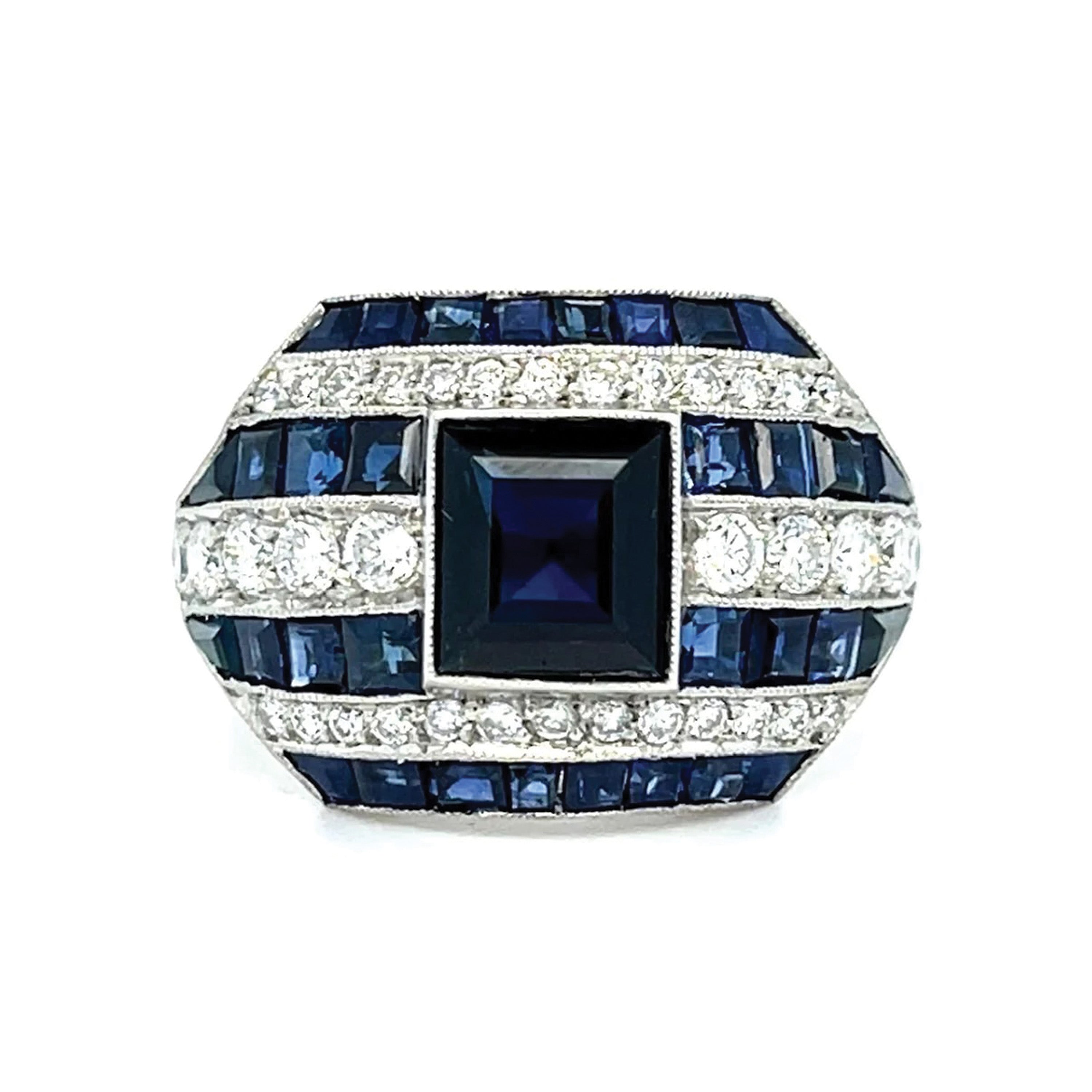 Sapphire Diamond Handmade Ring Statement Ring Roseark Vintage