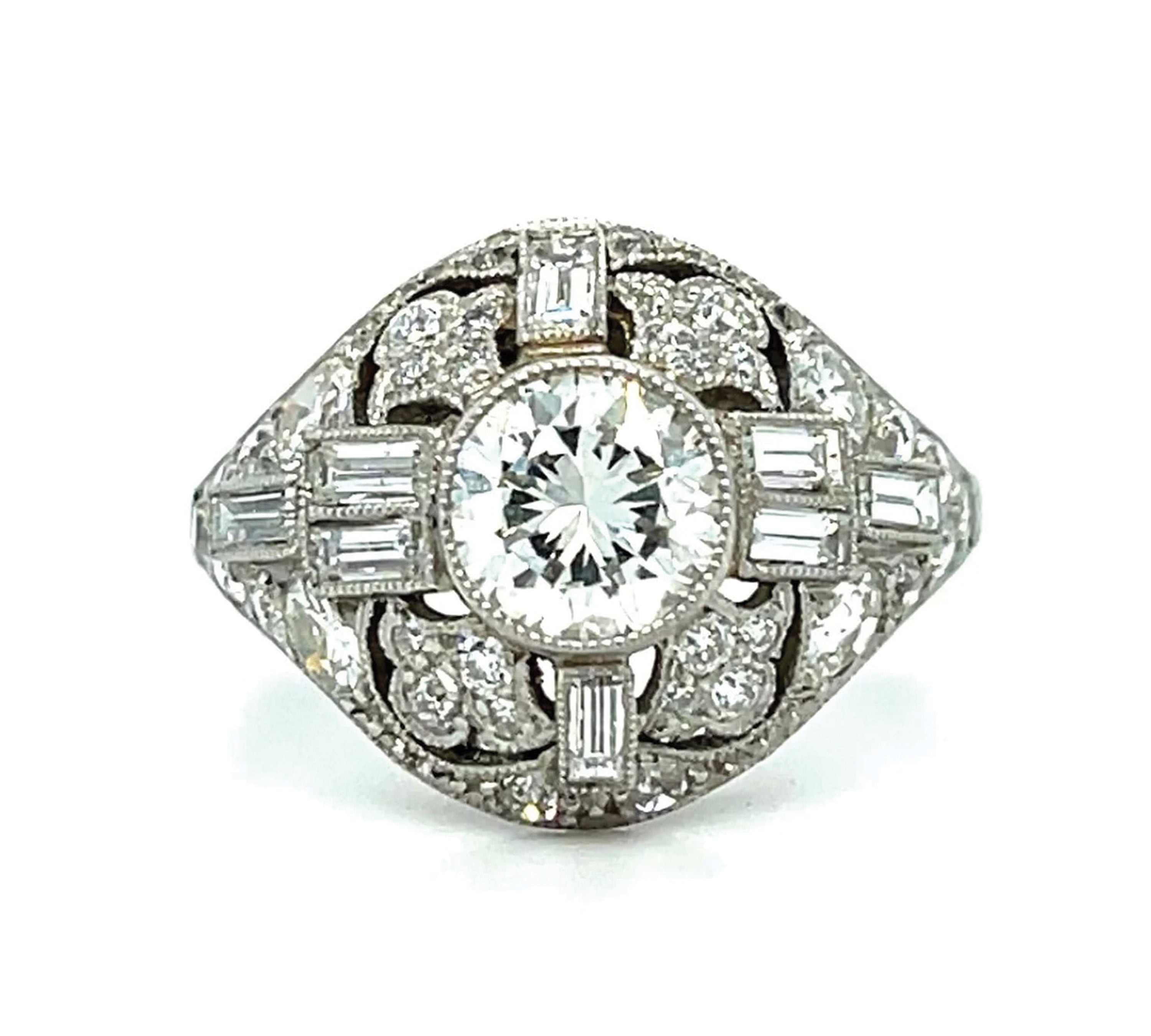 Diamond Platinum Handmade Ring Statement Ring Roseark Vintage