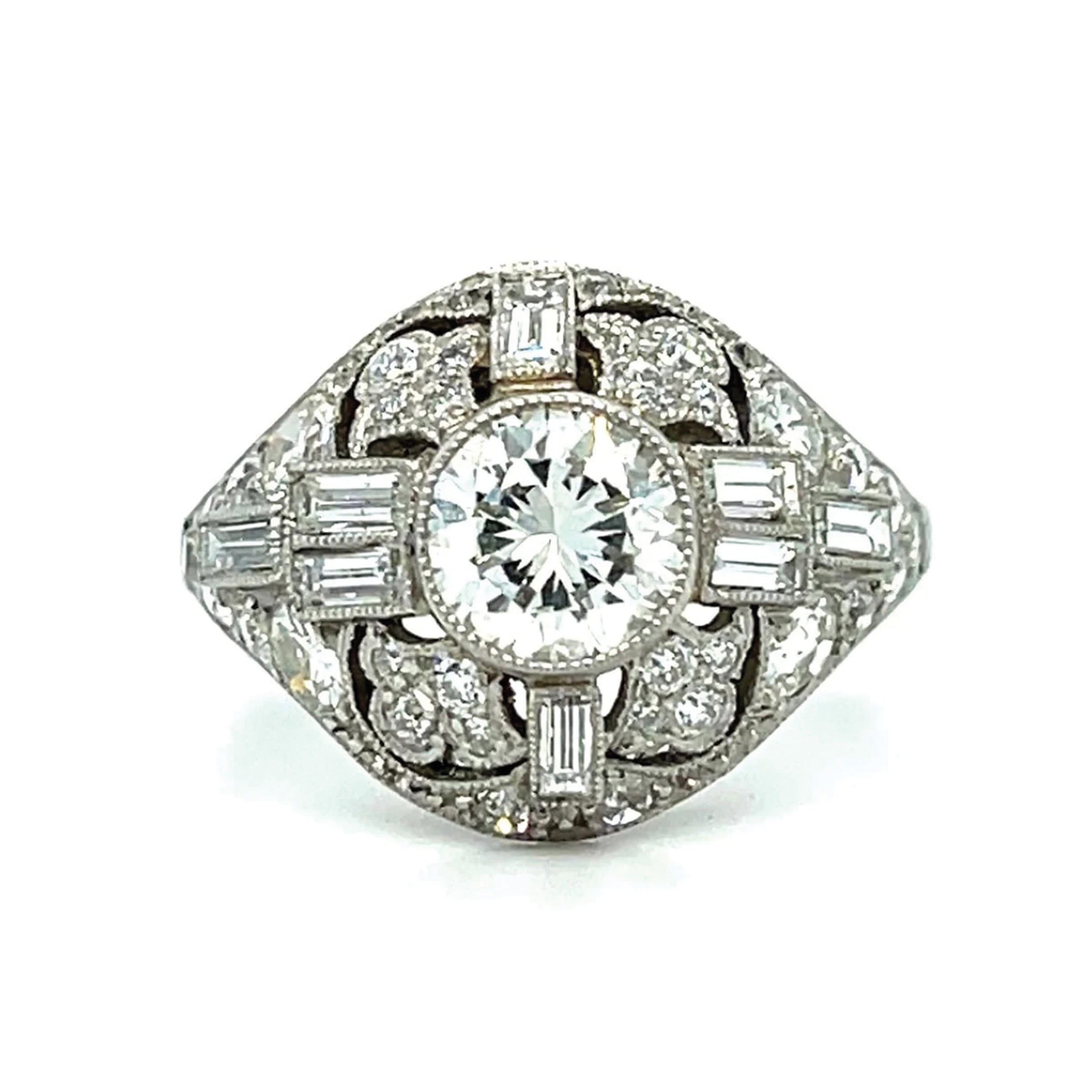 Diamond Platinum Handmade Ring Statement Ring Roseark Vintage