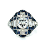 Round Brilliant Diamond Sapphire Handmade Ring Statement Ring Roseark Vintage