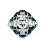 Round Brilliant Diamond Sapphire Handmade Ring Statement Ring Roseark Vintage