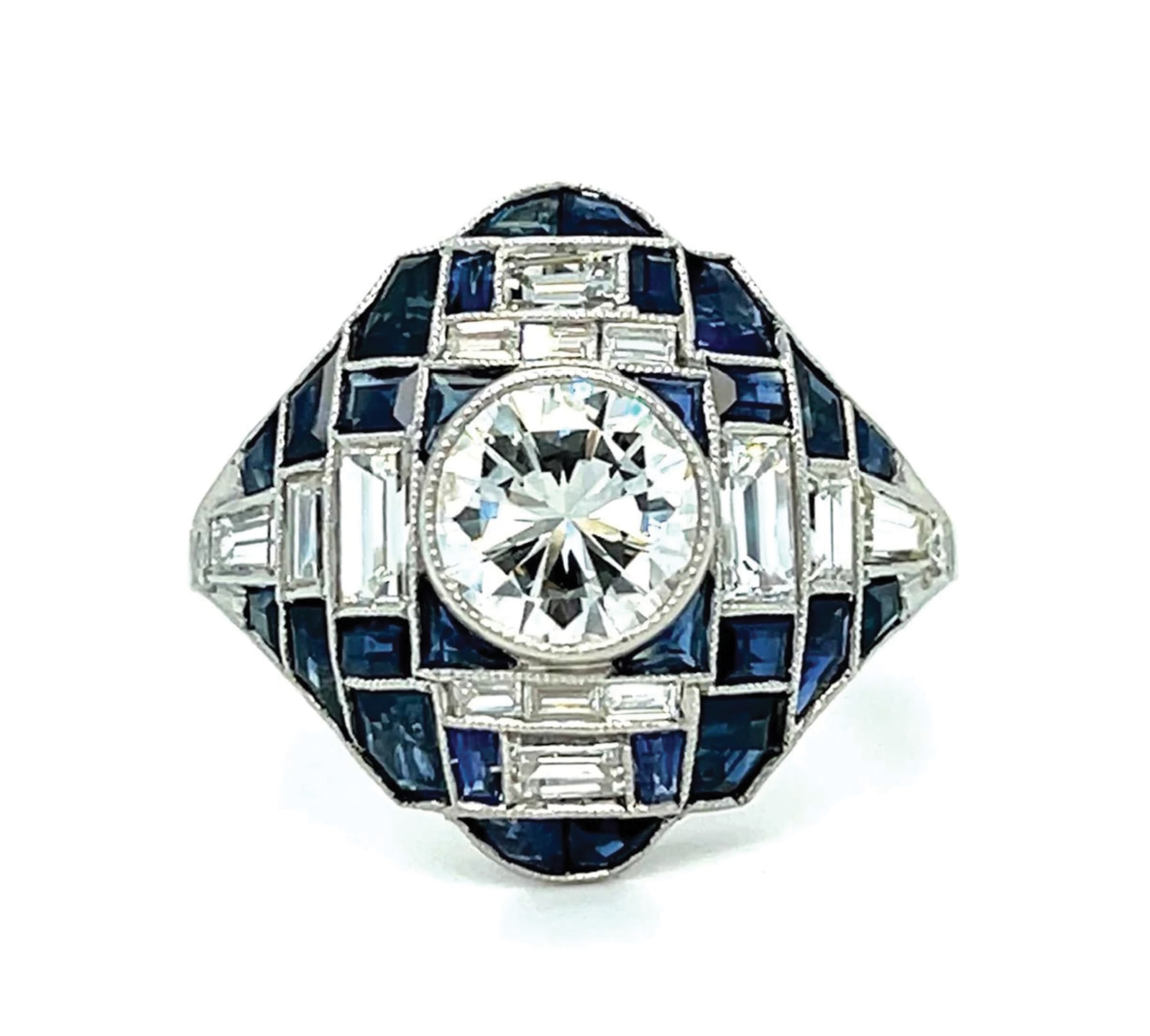Round Brilliant Diamond Sapphire Handmade Ring Statement Ring Roseark Vintage
