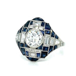 Round Brilliant Diamond Sapphire Handmade Ring Statement Ring Roseark Vintage