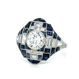 Round Brilliant Diamond Sapphire Handmade Ring Statement Ring Roseark Vintage