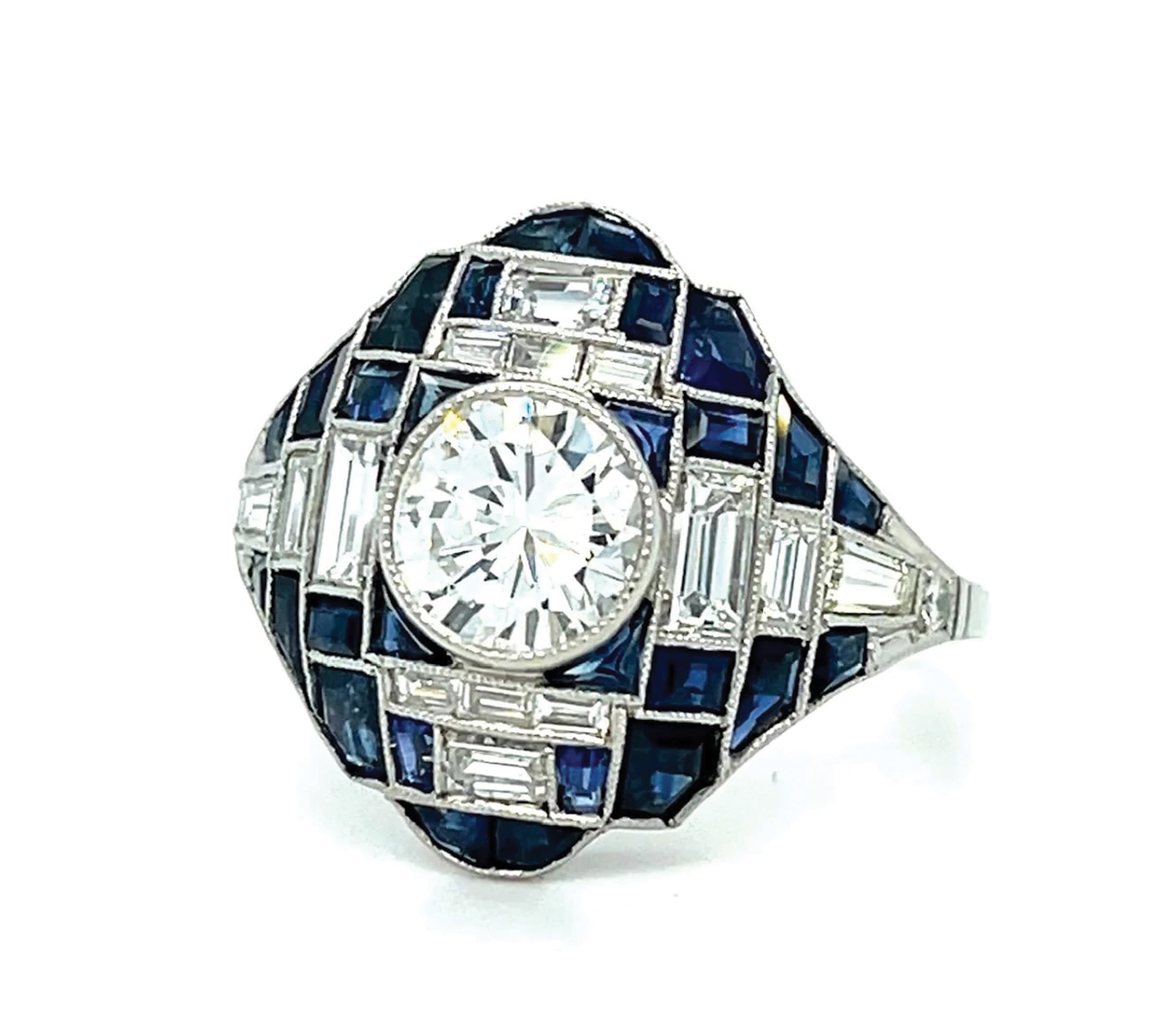 Round Brilliant Diamond Sapphire Handmade Ring Statement Ring Roseark Vintage