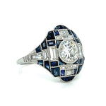 Round Brilliant Diamond Sapphire Handmade Ring Statement Ring Roseark Vintage