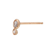 Double Diamond Bezel Stud Stud Earrings Jaine K Designs Single Rose Gold