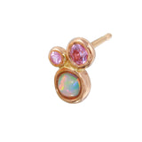 Triple Bezel Sapphire and Opal Stud Stud Earrings Jaine K Designs Single