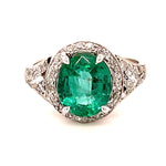 Antique 1920s Art Deco Emerald Ring with Diamonds Cocktail Ring Roseark Vintage